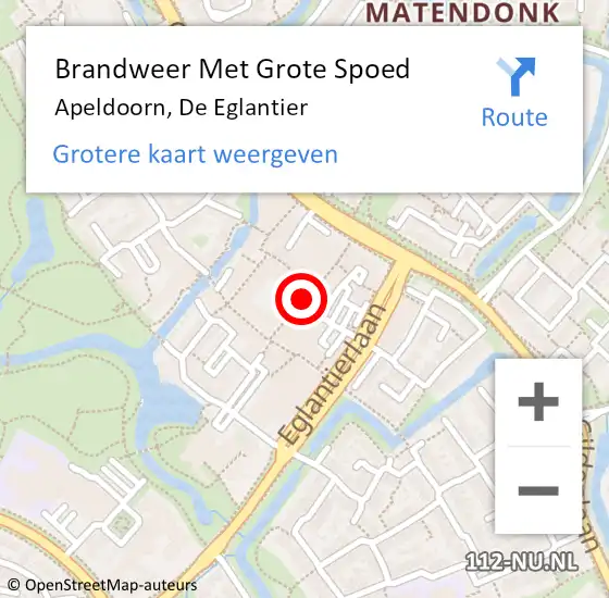 Locatie op kaart van de 112 melding: Brandweer Met Grote Spoed Naar Apeldoorn, De Eglantier op 19 oktober 2013 21:47