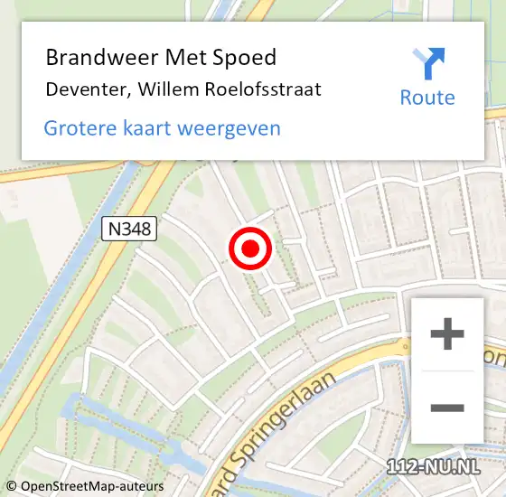 Locatie op kaart van de 112 melding: Brandweer Met Spoed Naar Deventer, Willem Roelofsstraat op 4 november 2014 15:25