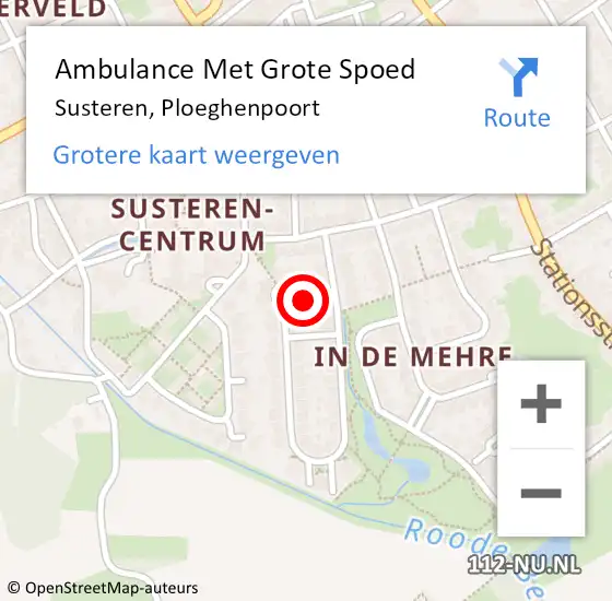 Locatie op kaart van de 112 melding: Ambulance Met Grote Spoed Naar Susteren, Ploeghenpoort op 4 november 2014 18:16