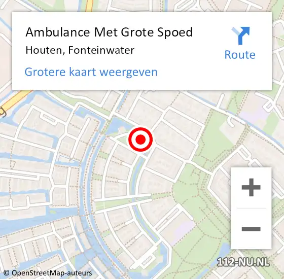 Locatie op kaart van de 112 melding: Ambulance Met Grote Spoed Naar Houten, Fonteinwater op 4 november 2014 20:08