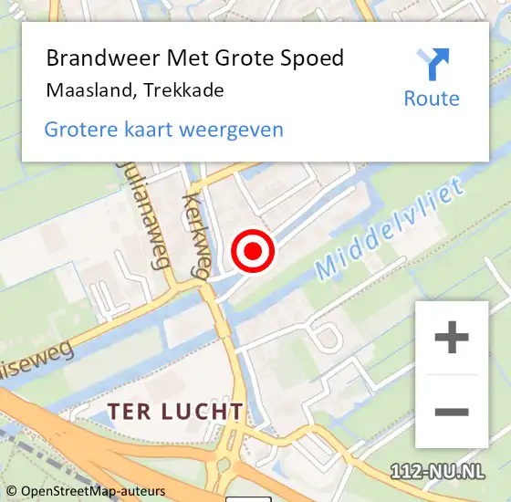 Locatie op kaart van de 112 melding: Brandweer Met Grote Spoed Naar Maasland, Trekkade op 19 oktober 2013 22:25