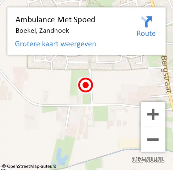 Locatie op kaart van de 112 melding: Ambulance Met Spoed Naar Boekel, Zandhoek op 5 november 2014 02:02