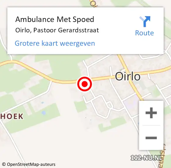 Locatie op kaart van de 112 melding: Ambulance Met Spoed Naar Oirlo, Pastoor Gerardsstraat op 5 november 2014 07:12