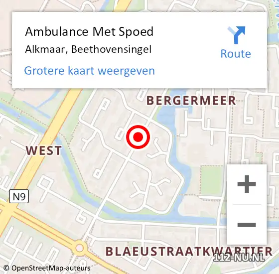 Locatie op kaart van de 112 melding: Ambulance Met Spoed Naar Alkmaar, Beethovensingel op 5 november 2014 15:30