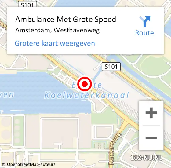 Locatie op kaart van de 112 melding: Ambulance Met Grote Spoed Naar Amsterdam, Westhavenweg op 5 november 2014 20:49