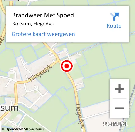 Locatie op kaart van de 112 melding: Brandweer Met Spoed Naar Boksum, Hegedyk op 5 november 2014 22:25