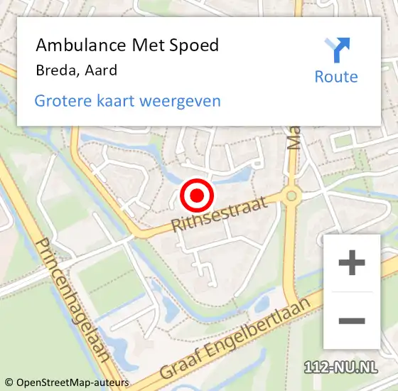 Locatie op kaart van de 112 melding: Ambulance Met Spoed Naar Breda, Aard op 6 november 2014 11:39