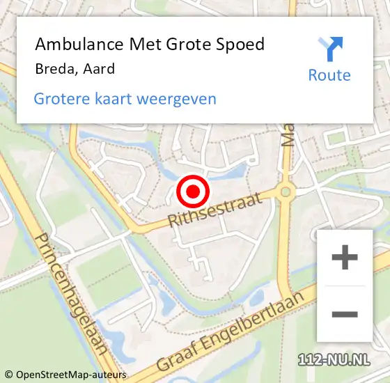 Locatie op kaart van de 112 melding: Ambulance Met Grote Spoed Naar Breda, Aard op 6 november 2014 11:50