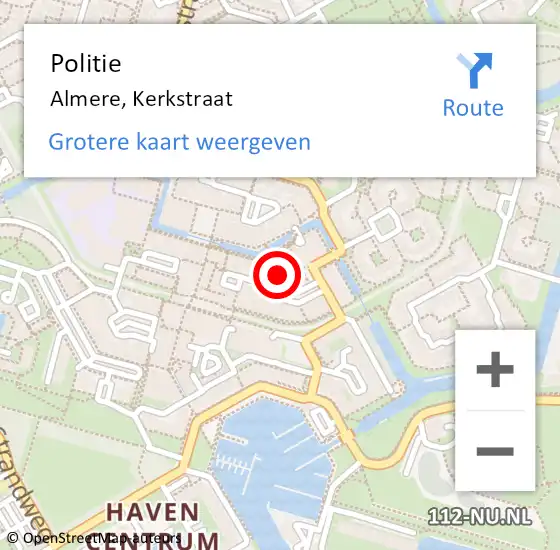 Locatie op kaart van de 112 melding: Politie Almere, Kerkstraat op 7 november 2014 08:43