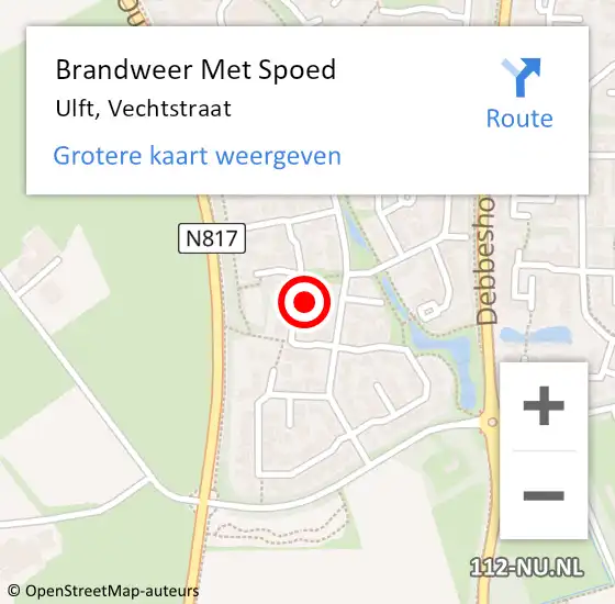 Locatie op kaart van de 112 melding: Brandweer Met Spoed Naar Ulft, Vechtstraat op 7 november 2014 12:41
