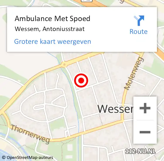 Locatie op kaart van de 112 melding: Ambulance Met Spoed Naar Wessem, Antoniusstraat op 7 november 2014 22:08