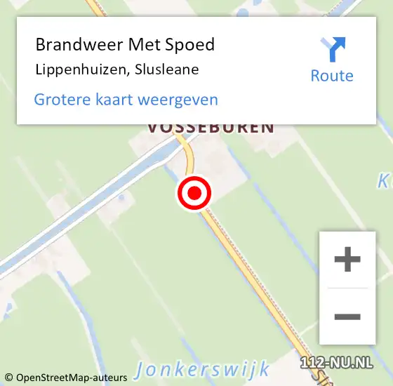 Locatie op kaart van de 112 melding: Brandweer Met Spoed Naar Lippenhuizen, Slusleane op 20 oktober 2013 10:23