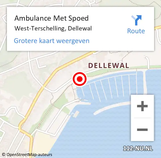 Locatie op kaart van de 112 melding: Ambulance Met Spoed Naar West-Terschelling, Dellewal op 8 november 2014 09:50