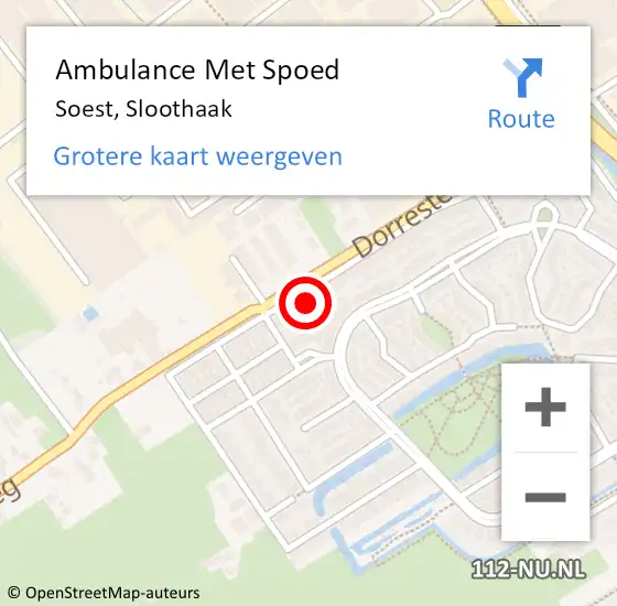 Locatie op kaart van de 112 melding: Ambulance Met Spoed Naar Soest, Sloothaak op 8 november 2014 13:19