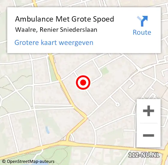 Locatie op kaart van de 112 melding: Ambulance Met Grote Spoed Naar Waalre, Renier Sniederslaan op 8 november 2014 18:08