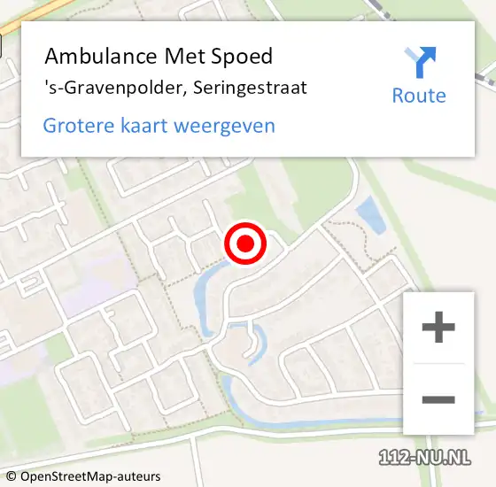 Locatie op kaart van de 112 melding: Ambulance Met Spoed Naar 's-Gravenpolder, Seringestraat op 8 november 2014 18:11