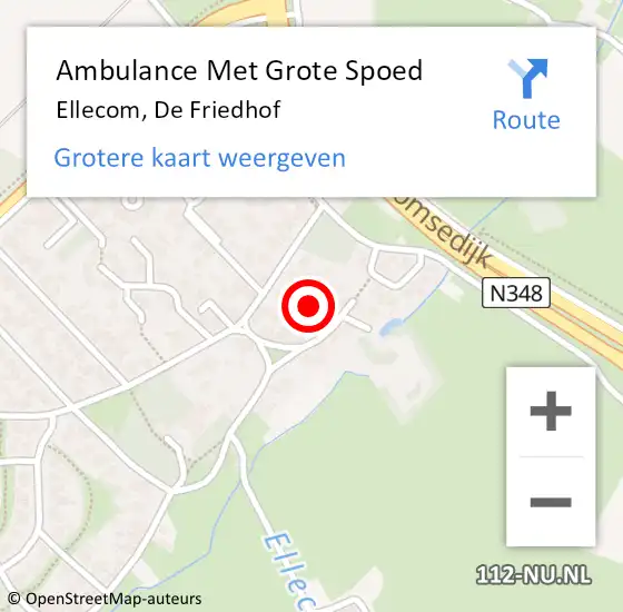 Locatie op kaart van de 112 melding: Ambulance Met Grote Spoed Naar Ellecom, De Friedhof op 9 november 2014 17:45