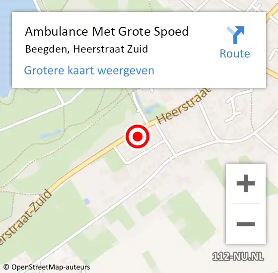Locatie op kaart van de 112 melding: Ambulance Met Grote Spoed Naar Beegden, Heerstraat Zuid op 10 november 2014 03:25