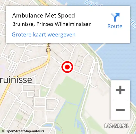 Locatie op kaart van de 112 melding: Ambulance Met Spoed Naar Bruinisse, Prinses Wilhelminalaan op 10 november 2014 10:43