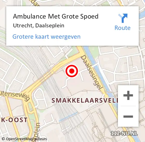 Locatie op kaart van de 112 melding: Ambulance Met Grote Spoed Naar Utrecht, Daalseplein op 10 november 2014 11:45