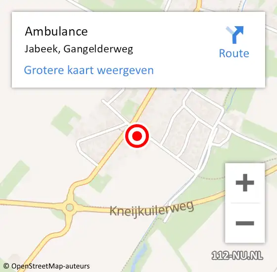 Locatie op kaart van de 112 melding: Ambulance Jabeek, Gangelderweg op 11 november 2014 14:47
