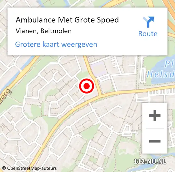 Locatie op kaart van de 112 melding: Ambulance Met Grote Spoed Naar Vianen, Beltmolen op 12 november 2014 12:59