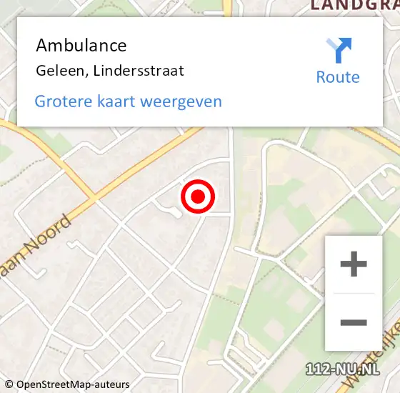 Locatie op kaart van de 112 melding: Ambulance Geleen, Lindersstraat op 12 november 2014 15:31