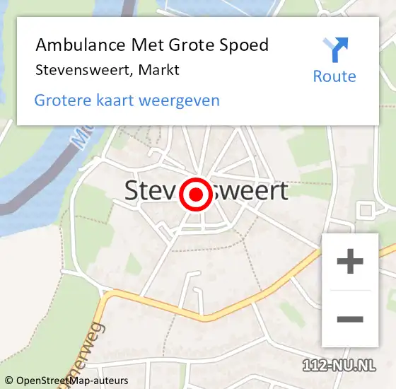 Locatie op kaart van de 112 melding: Ambulance Met Grote Spoed Naar Stevensweert, Markt op 12 november 2014 19:42