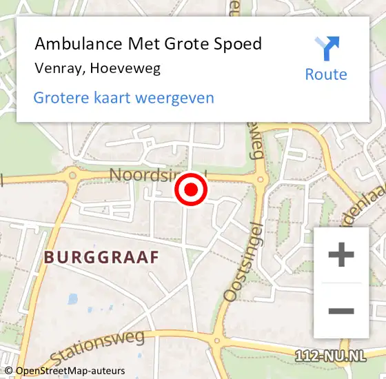 Locatie op kaart van de 112 melding: Ambulance Met Grote Spoed Naar Venray, Hoeveweg op 20 oktober 2013 22:47
