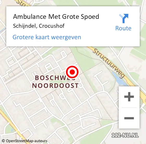 Locatie op kaart van de 112 melding: Ambulance Met Grote Spoed Naar Schijndel, Crocushof op 13 november 2014 05:06