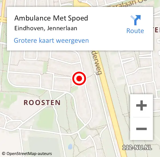Locatie op kaart van de 112 melding: Ambulance Met Spoed Naar Eindhoven, Jennerlaan op 13 november 2014 06:18
