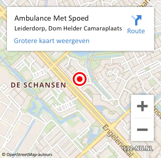 Locatie op kaart van de 112 melding: Ambulance Met Spoed Naar Leiderdorp, Dom Helder Camaraplaats op 13 november 2014 14:26