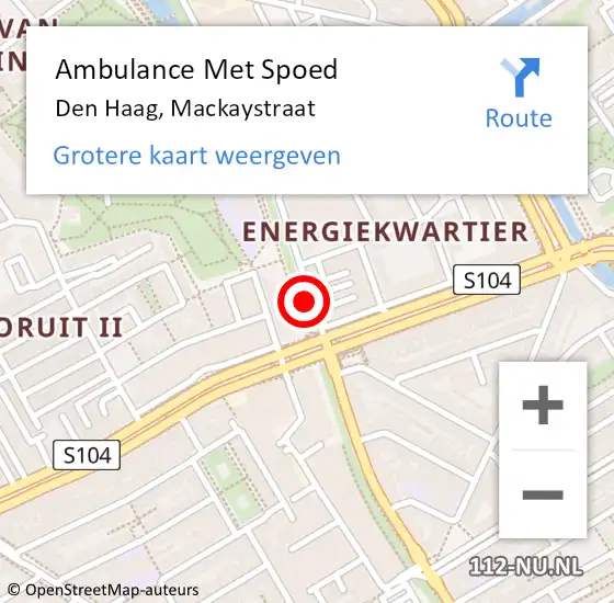Locatie op kaart van de 112 melding: Ambulance Met Spoed Naar Den Haag, Mackaystraat op 13 november 2014 15:37