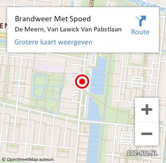 Locatie op kaart van de 112 melding: Brandweer Met Spoed Naar De Meern, Van Lawick Van Pabstlaan op 14 november 2014 20:44