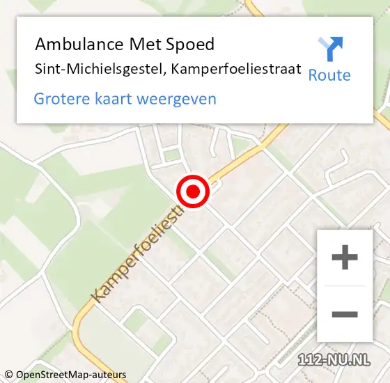 Locatie op kaart van de 112 melding: Ambulance Met Spoed Naar Sint Michielsgestel, Kamperfoeliestraat op 15 november 2014 19:40