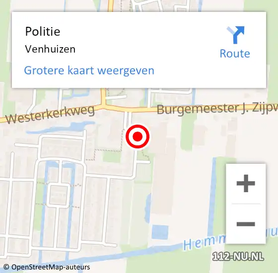 Locatie op kaart van de 112 melding: Politie Venhuizen op 15 november 2014 23:29