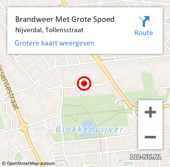 Locatie op kaart van de 112 melding: Brandweer Met Grote Spoed Naar Nijverdal, Tollensstraat op 21 oktober 2013 10:37