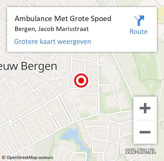 Locatie op kaart van de 112 melding: Ambulance Met Grote Spoed Naar Bergen, Jacob Marisstraat op 16 november 2014 07:18