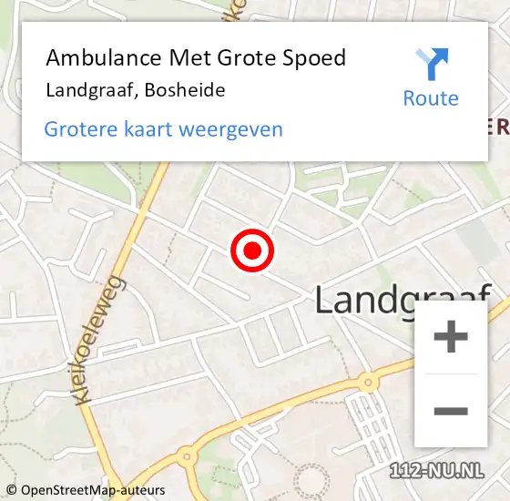 Locatie op kaart van de 112 melding: Ambulance Met Grote Spoed Naar Landgraaf, Bosheide op 16 november 2014 08:33