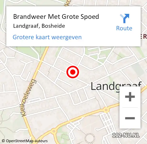 Locatie op kaart van de 112 melding: Brandweer Met Grote Spoed Naar Landgraaf, Bosheide op 16 november 2014 08:42