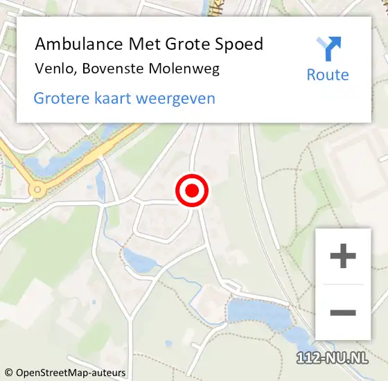 Locatie op kaart van de 112 melding: Ambulance Met Grote Spoed Naar Venlo, Bovenste Molenweg op 21 oktober 2013 11:02