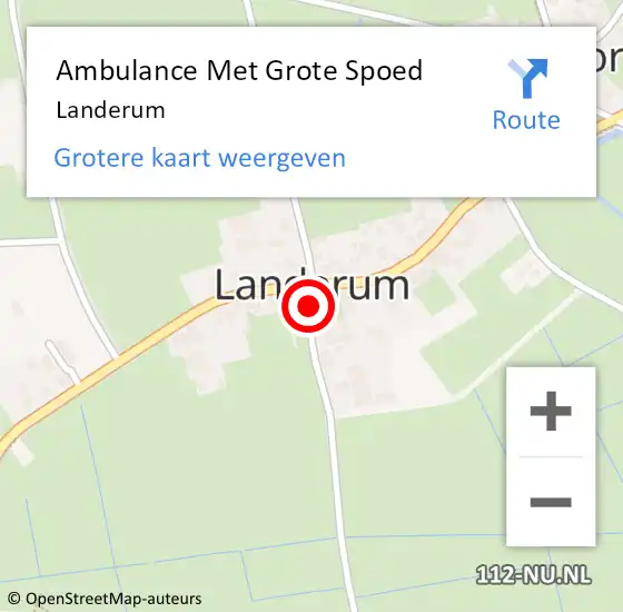 Locatie op kaart van de 112 melding: Ambulance Met Grote Spoed Naar Landerum op 16 november 2014 14:02