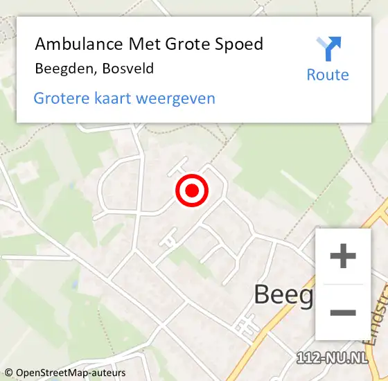 Locatie op kaart van de 112 melding: Ambulance Met Grote Spoed Naar Beegden, Bosveld op 17 november 2014 07:55