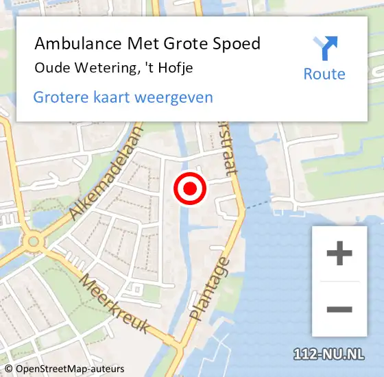 Locatie op kaart van de 112 melding: Ambulance Met Grote Spoed Naar Oude Wetering, 't Hofje op 17 november 2014 10:12