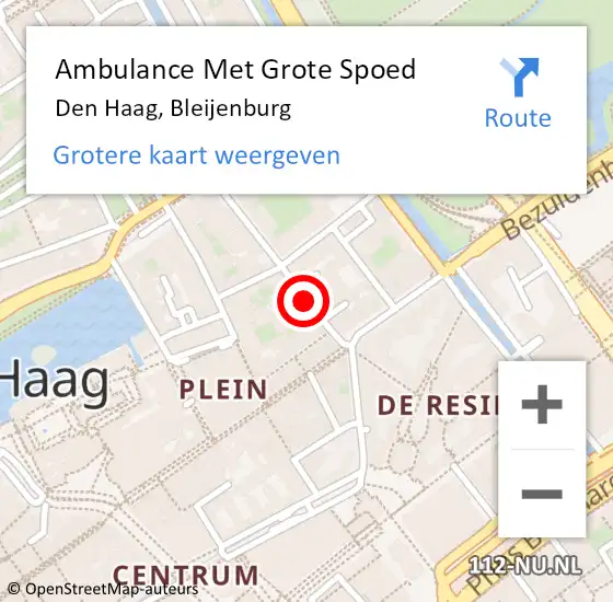 Locatie op kaart van de 112 melding: Ambulance Met Grote Spoed Naar Den Haag, Bleijenburg op 18 november 2014 03:38