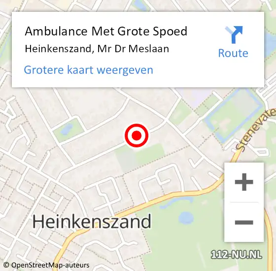 Locatie op kaart van de 112 melding: Ambulance Met Grote Spoed Naar Heinkenszand, Mr Dr Meslaan op 18 november 2014 14:52