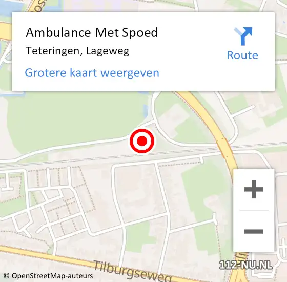 Locatie op kaart van de 112 melding: Ambulance Met Spoed Naar Teteringen, Lageweg op 18 november 2014 17:00