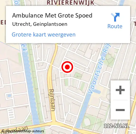 Locatie op kaart van de 112 melding: Ambulance Met Grote Spoed Naar Utrecht, Geinplantsoen op 18 november 2014 20:49