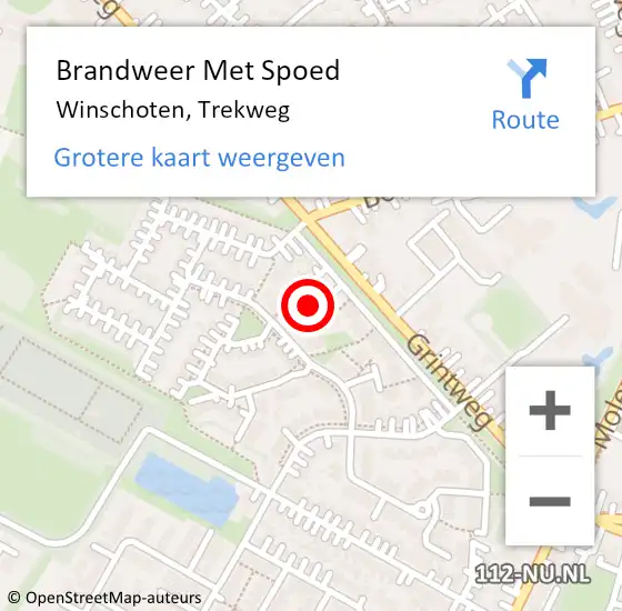 Locatie op kaart van de 112 melding: Brandweer Met Spoed Naar Winschoten, Trekweg op 19 november 2014 01:06