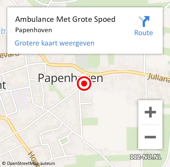 Locatie op kaart van de 112 melding: Ambulance Met Grote Spoed Naar Papenhoven op 21 oktober 2013 15:36